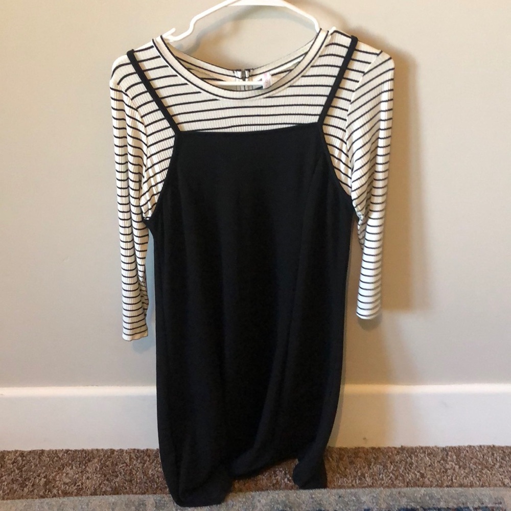 Black and white striped dress